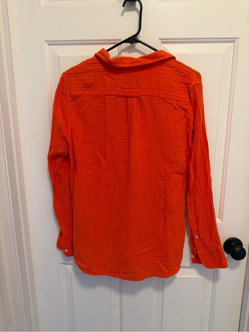 J. Crew Orange Double Gauze Crinkle Classic Fit Long Sleeve Button-Up Shirt 6